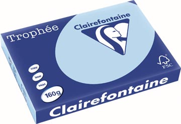 [1113C] Clairefontaine trophée pastel, papier couleur, a3, 160 g, 250 feuilles, bleu