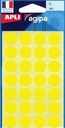 Agipa étiquettes ronds en pochette diamètre 15 mm, jaune, 168 pièces, 28 par feuille