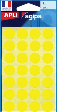 [111844] Agipa étiquettes ronds en pochette diamètre 15 mm, jaune, 168 pièces, 28 par feuille