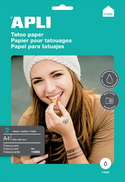 [11295] Apli papier transfert pour impression de tatouages, paquet de 2 feuilles