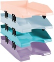 Exacompta bac à courrier combo, paquet de 4 pièces en couleurs pastel