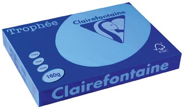 [1144C] Clairefontaine trophée intens, papier couleur, a3, 160 g, 250 feuilles, bleu royal
