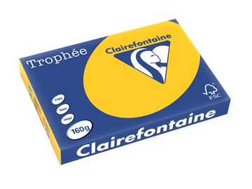 [1145C] Clairefontaine trophée intens, papier couleur, a3, 160 g, 250 feuilles, jaune tournesol