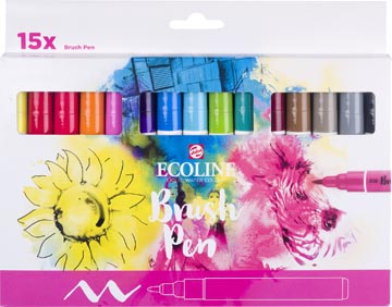 [1150923] Talens ecoline brush pen, étui de 15 pièces, assorti