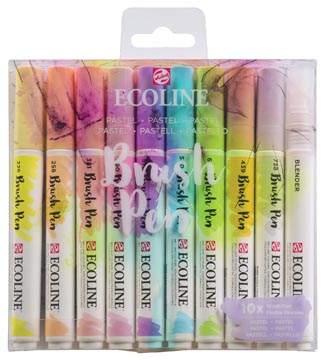 [1150981] Talens ecoline brush pen, étui de 10 pièces en couleurs pastel