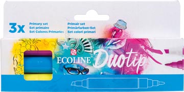 [1169900] Talens ecoline duotip brush pen, étui de 3 pièces, primair