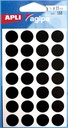Agipa étiquettes ronds en pochette diamètre 15 mm, noir, 168 pièces, 28 par feuille