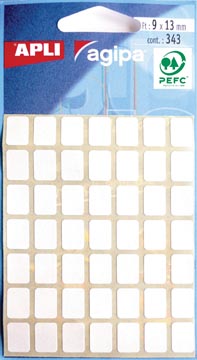 [11908] Agipa étiquettes blanches en pochette ft 9 x 13 mm (l x h), 343 pièces, 49 par feuille
