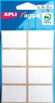 [11912] Agipa étiquettes blanches en pochette ft 24 x 35 mm (l x h), 56 pièces, 8 par feuille