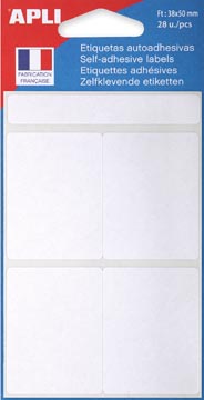 [11913] Agipa étiquettes blanches en pochette ft 38 x 50 mm (l x h), 28 pièces, 4 par feuille