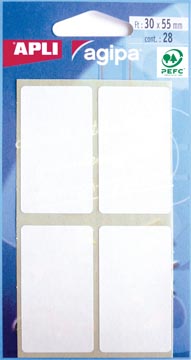 [11925] Agipa étiquettes blanches en pochette ft 30 x 55 mm (l x h), 28 pièces, 4 par feuille