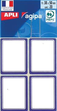 [11961] Agipa étiquettes écoliers ft 38 x 50 mm (l x h), 32 étiquettes par étui, bord bleu
