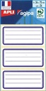 Agipa étiquettes écoliers ft 75 x 34 mm (l x h), 24 étiquettes par étui, bord bleu, ligné