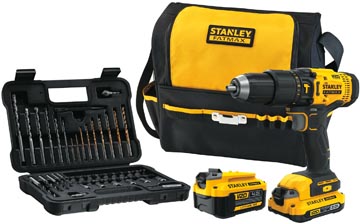 [11DMAQW] Stanley fatmax tournevis 18v, avec 2 batteries, softbag et set accessoires de 50 pièces