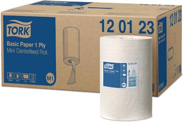 [120123] Tork universal basic mini papier de nettoyage, centerfeed, 1 pli, système m1, blanc, boîte de 11 rouleaux