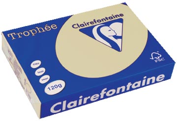 [1203C] Clairefontaine trophée pastel, papier couleur, a4, 120 g, 250 feuilles, chamois