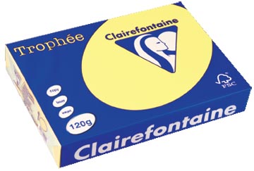 [1207C] Clairefontaine trophée pastel, papier couleur, a4, 120 g, 250 feuilles, jonquille