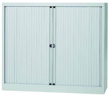 [12102SG] Bisley armoire à rideaux, ft 103 x 120 x 43 cm (h x l x p), 2 tablettes, gris clair