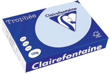 [1214C] Clairefontaine trophée pastel, papier couleur, a4, 120 g, 250 feuilles, bleu azur