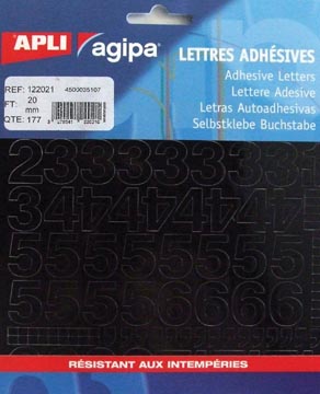 [122021] Agipa étiquettes chiffres et lettres hauteur des lettres 20 mm (l x h), 177 chiffres
