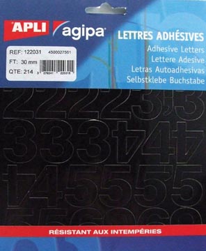 [122031] Agipa étiquettes chiffres et lettres hauteur des lettres 30 mm (l x h), 214 chiffres