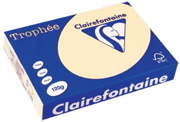 [1242C] Clairefontaine trophée pastel, papier couleur, a4, 120 g, 250 feuilles, ivoire