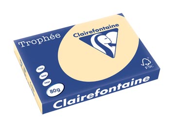 [1253C] Clairefontaine trophée pastel, papier couleur, a3, 80 g, 500 feuilles, chamois