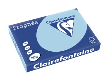 [1256C] Clairefontaine trophée pastel, papier couleur, a3, 80 g, 500 feuilles, bleu
