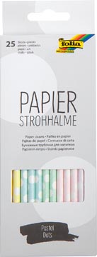 [12594] Folia pailles en papier, boîte distributrice de 25 pièces, pastel bollen