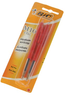 [12806R] Bic stylo bille m10 clic sous blister, pointe moyenne, rouge