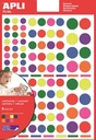 Apli kids gommettes enlevables, cercle, blister de 624 pièces en couleurs et formats assortis
