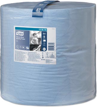 [130070] Tork heavy duty papier de nettoyage rouleau 2-plis, système w1, bleu