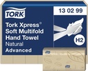 Tork xpress essuie-mains en papier, soft natural multifold h2 advanced, 180 feuilles, paquet de 21 pièces