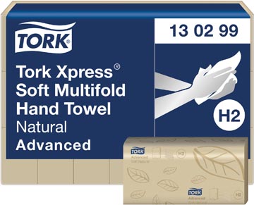 [1419399] Tork xpress essuie-mains en papier, soft natural multifold h2 advanced, 180 feuilles, paquet de 21 pièces