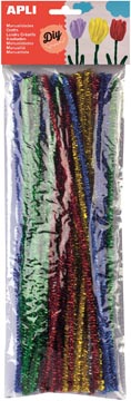 [13066] Apli chenilles, blister de 50 pièces en couleurs assorties brillantes