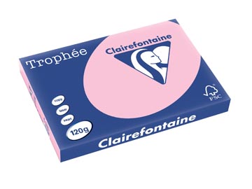 [1310C] Clairefontaine trophée pastel, papier couleur, a3, 120 g, 250 feuilles, rose