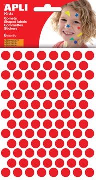 [13229] Apli kids gommettes, cercle diamètre 10,5 mm, pochette de 528 pièces, rouge