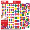 Apli kids gommettes enlevables, formes, couleurs et formats assortis, pochette de 664 pièces