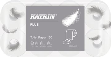 [13241] Katrin plus papier toilette, 3 plis, 150 feuilles par rouleau, paquet de 8 rouleaux