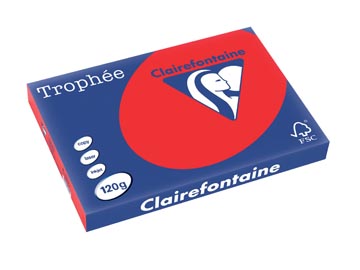[1327C] Clairefontaine trophée intens, papier couleur, a3, 120 g, 250 feuilles, rouge corail