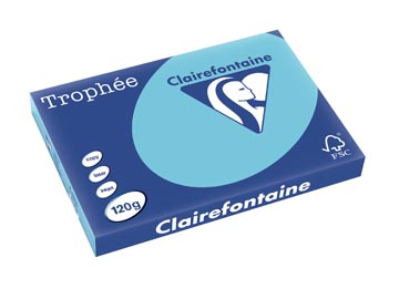 [1342C] Clairefontaine trophée pastel, papier couleur, a3, 120 g, 250 feuilles, bleu vif