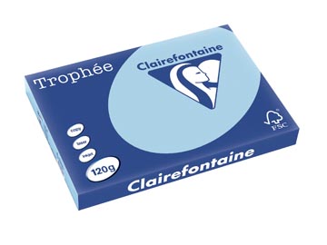 [1348C] Clairefontaine trophée pastel, papier couleur, a3, 120 g, 250 feuilles, bleu