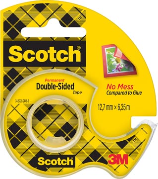 [136N] Scotch ruban adhésif double face 12,7 mm x 6,3 m, distributeur + rouleau