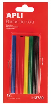 [13739] Apli bâtonnets de colle colorés 7,5 mm, blister de 12 pièces