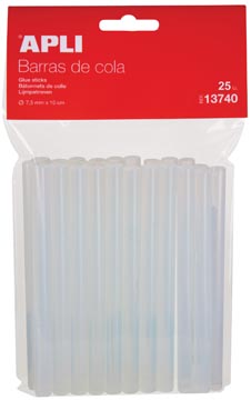 [13740] Apli bâtonnets de colle transparents 7,5 mm, sachet brochable de 25 pièces