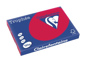 [1378C] Clairefontaine trophée intens, papier couleur, a3, 120 g, 250 feuilles, rouge groseille