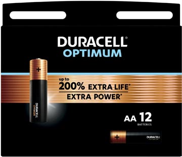 [137905] Duracell batterij optimum aa, blister de 12 pièces