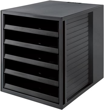 [1401813] Han bloc à tiroirs systembox karma, avec 5 tiroirs ouverts, éco-noir