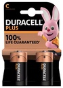 Duracell batterij plus 100% c, blister de 2 pièces