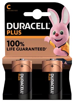 [141827] Duracell batterij plus 100% c, blister de 2 pièces
